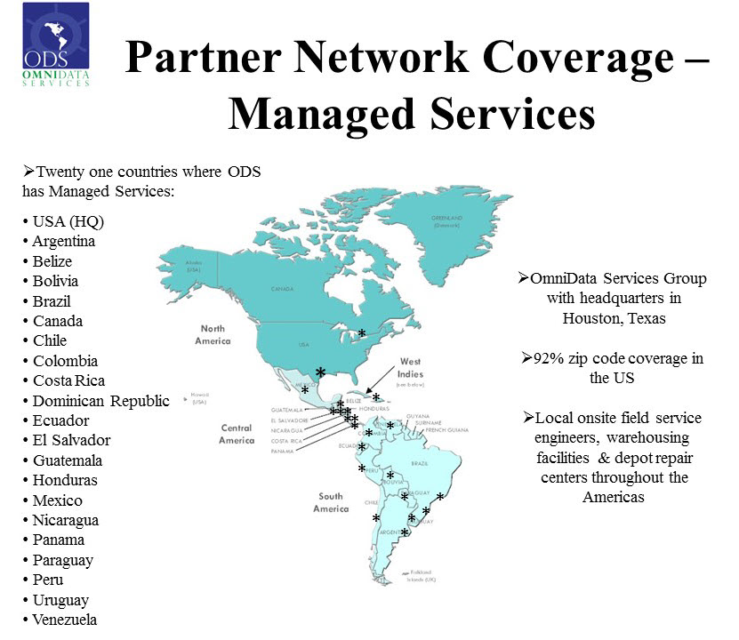 Map of managed services Omnidata covers
